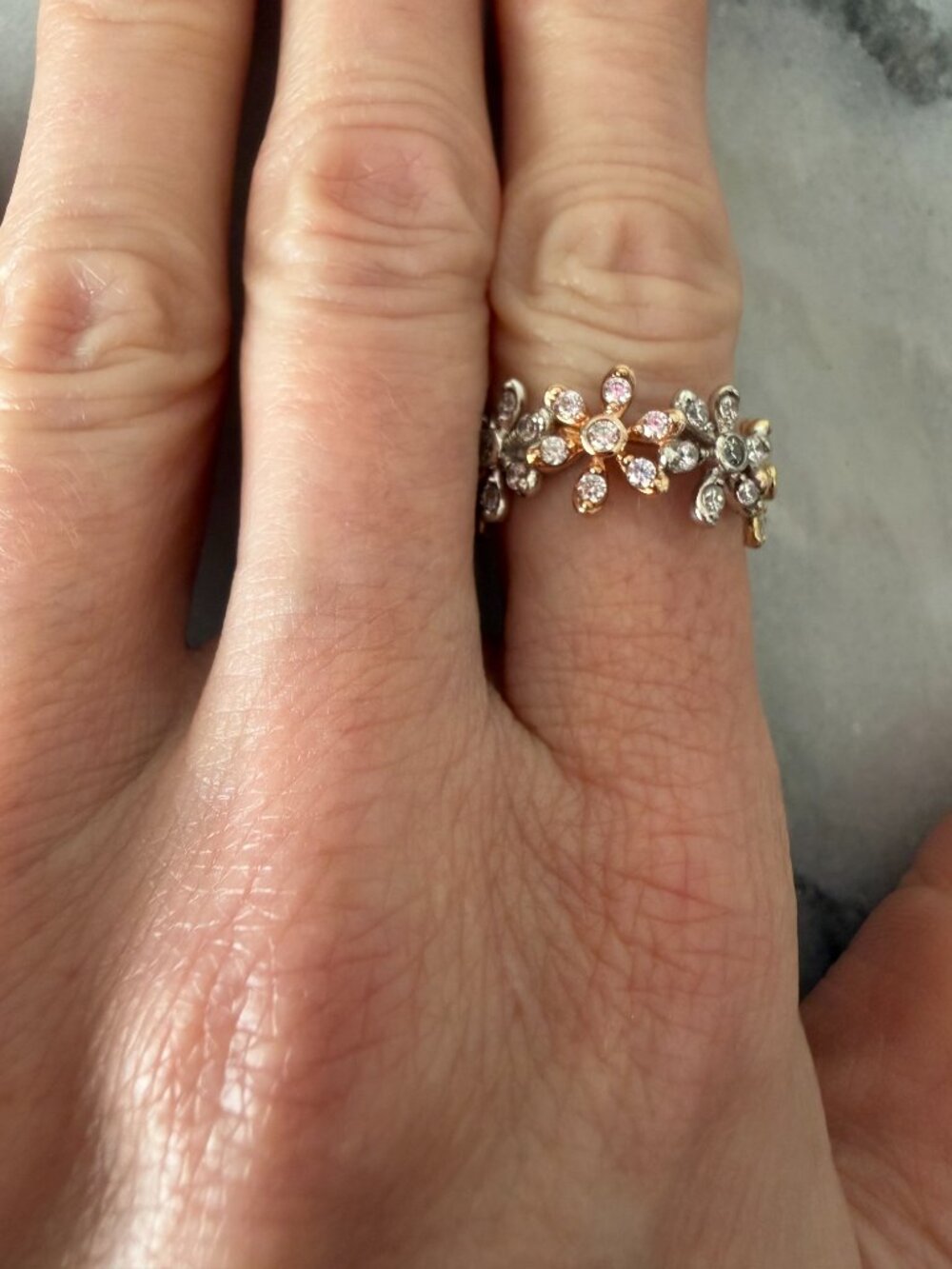 NIB Radiance by Absolute Tricolor Flower Eternity Ring - 7